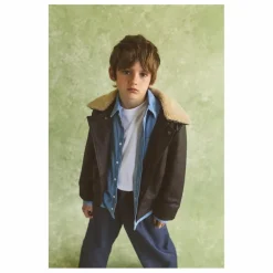 Online Fille Garçon Veste Hold Ya Horses Col Sherpa Cuir | Marron foncé