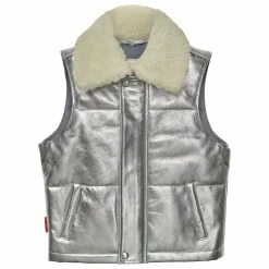 Enfant Fille Garçon Veste Sans Manches Col Sherpa Métallisée |