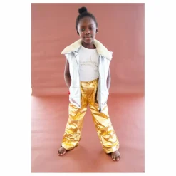 Enfant Fille Garçon Veste Sans Manches Col Sherpa Métallisée |