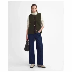 Outlet Barbour Veste Sans Manches Dulsie Shearling | Vert olive