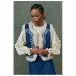 Femme Louise Misha Vestes, Blousons|Veste Sans Manches Réversible Figara Denim - Collection Femme |