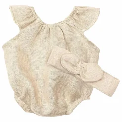 Best Minikane Vestiaire poupée - Barboteuse Clara et son headband en lin Multicolore