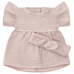 New Minikane Vestiaire poupée - Robe Daisy et headband gaze de coton | Rose