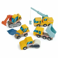 Tender Leaf Toys Voitures de Construction en bois - Set de 5 Multicolore Discount